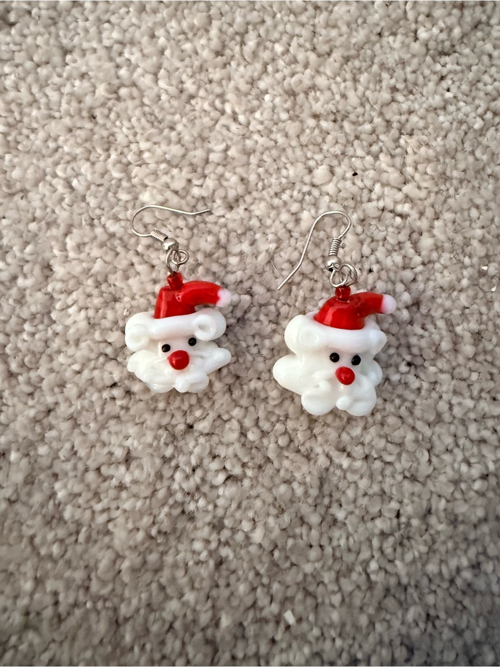 Festive Santa Claus Dangle Earrings for Kids - Red & White